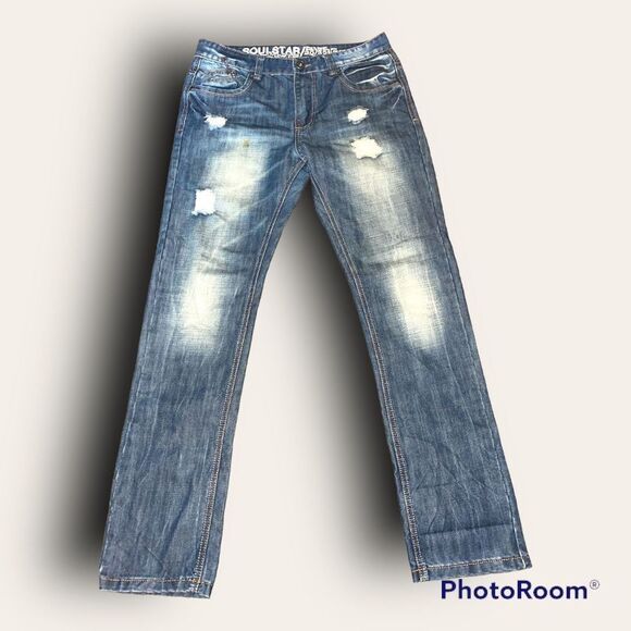 SOULSTAR Slim Fit Distressed Jeans - Picture 1 of 3